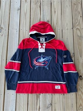 NHL Columbus Blue Jackets Old Time Hockey Embroidered Lacer Hoodie